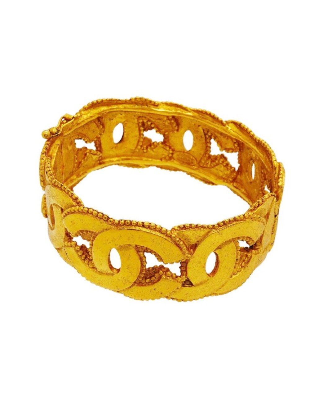 Chanel Bangle Vintage CC Logo Gold Plated Bracelet